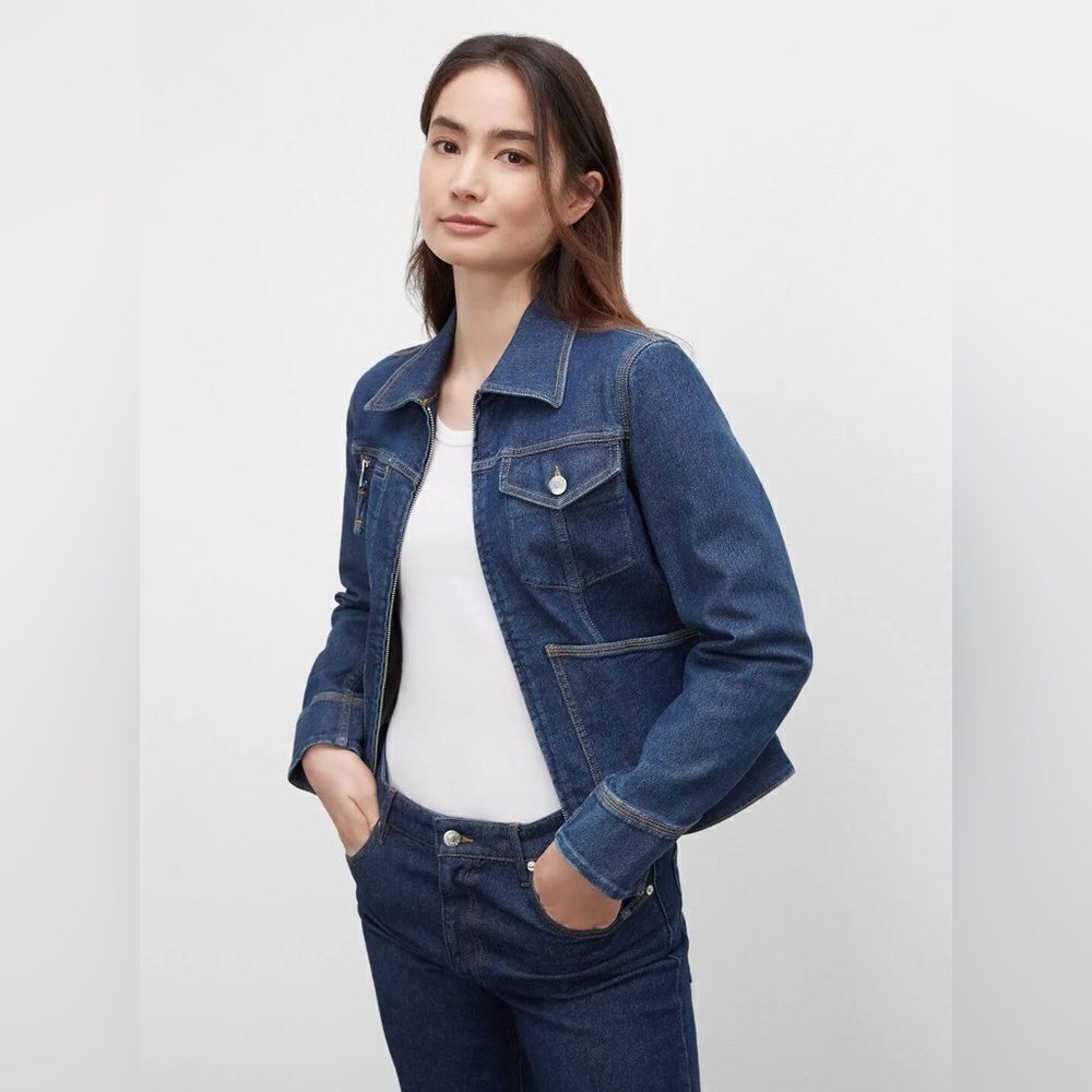 CLUB MONACO Zip Front Trucker - Indigo- MEDIUM - NEW